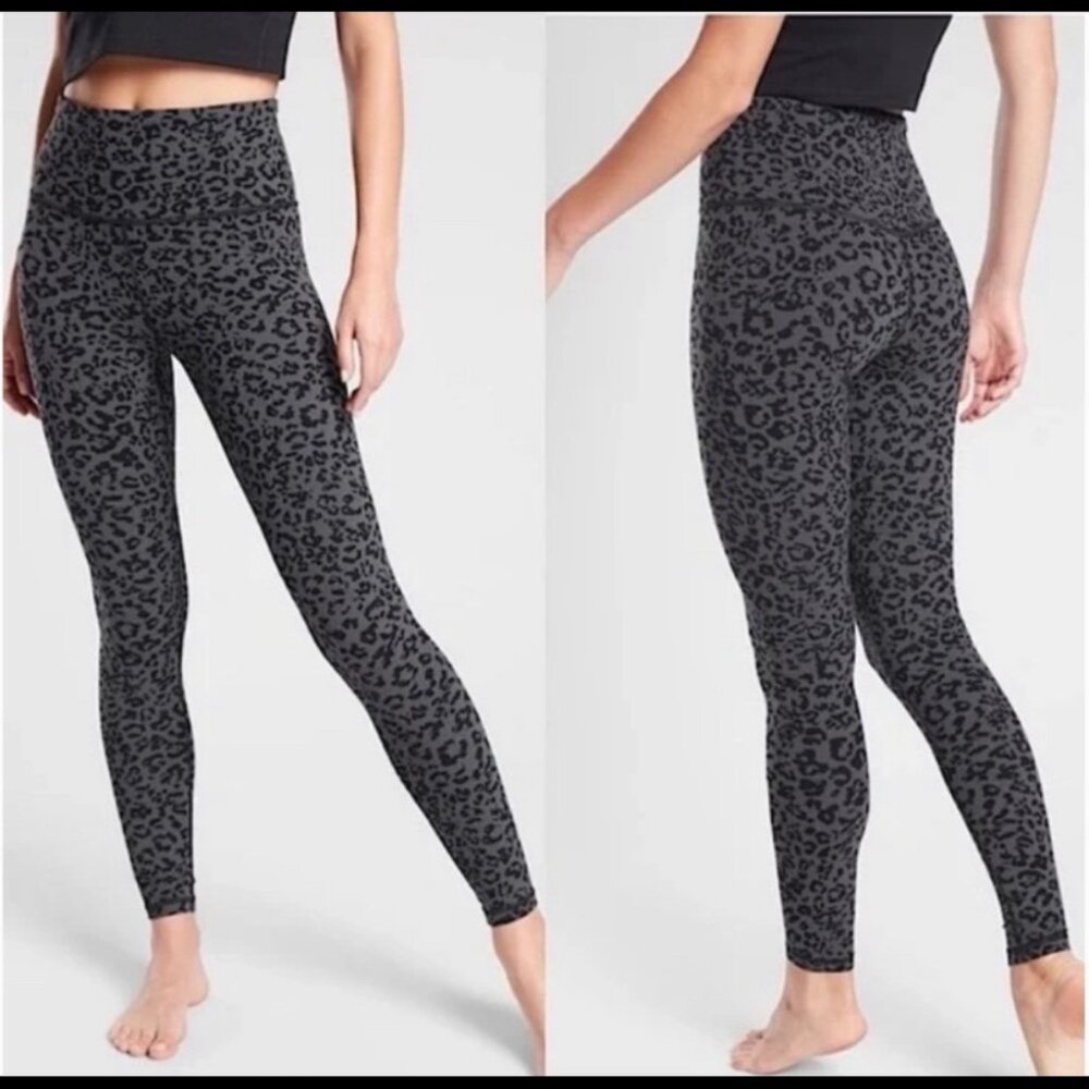Athleta Tall Small ST Gray Leopard Print Elation Ultra High Rise Leggings 501019